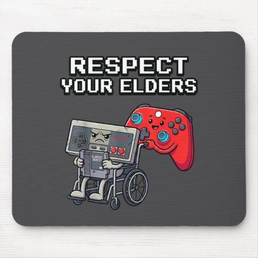 Respect Your Elders Retro Gaming Funny Gamer Contr マウスパッド (正面)