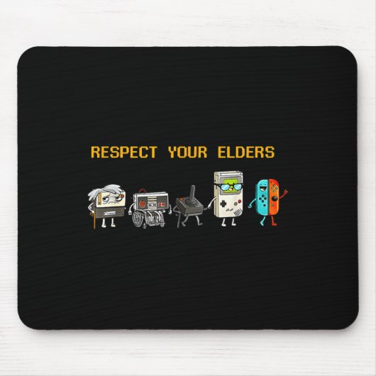 Respect Your Elders Retro Gaming Funny Gamer Contr マウスパッド (正面)