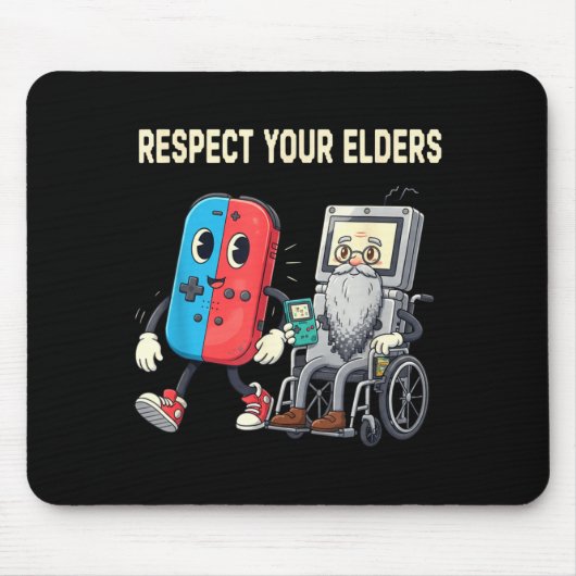 Respect Your Elders Retro Gaming Funny Gamer Contr マウスパッド (正面)