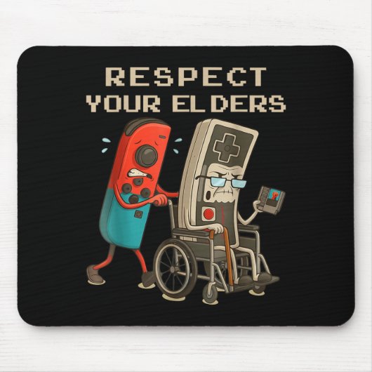 Respect Your Elders Retro Gaming Funny Gamer Contr マウスパッド (正面)