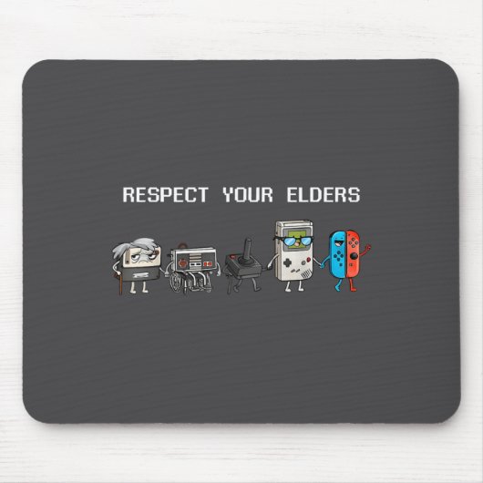 Respect Your Elders Retro Gaming Funny Gamer Contr マウスパッド (正面)