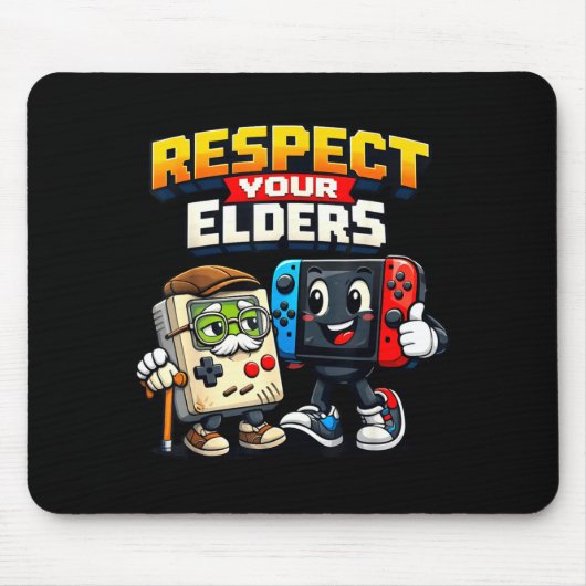 Respect Your Elders Retro Gaming Funny Gamer Contr マウスパッド (正面)