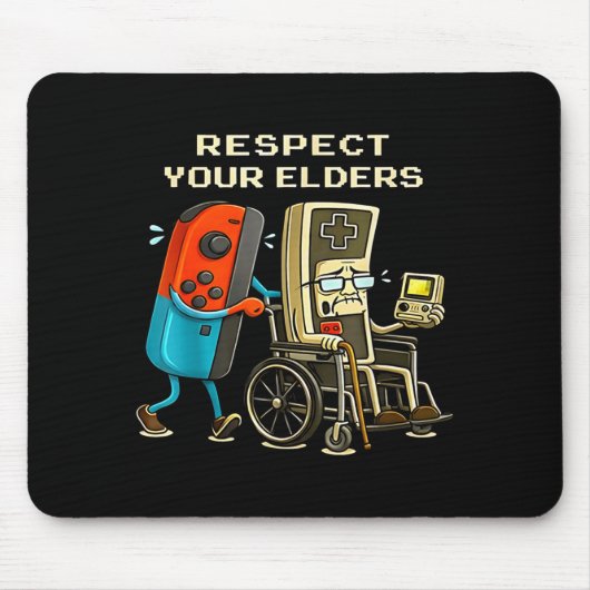 Respect Your Elders Retro Gaming Funny Gamer Contr マウスパッド (正面)