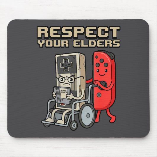 Respect Your Elders Retro Gaming Funny Gamer Contr マウスパッド (正面)