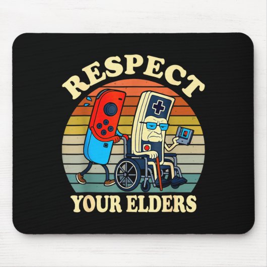 Respect Your Elders Retro Gaming Funny Gamer Contr マウスパッド (正面)