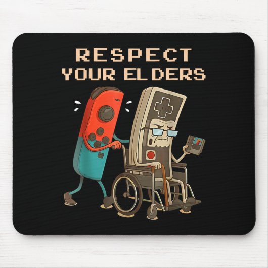 Respect Your Elders Retro Gaming Funny Gamer Contr マウスパッド (正面)
