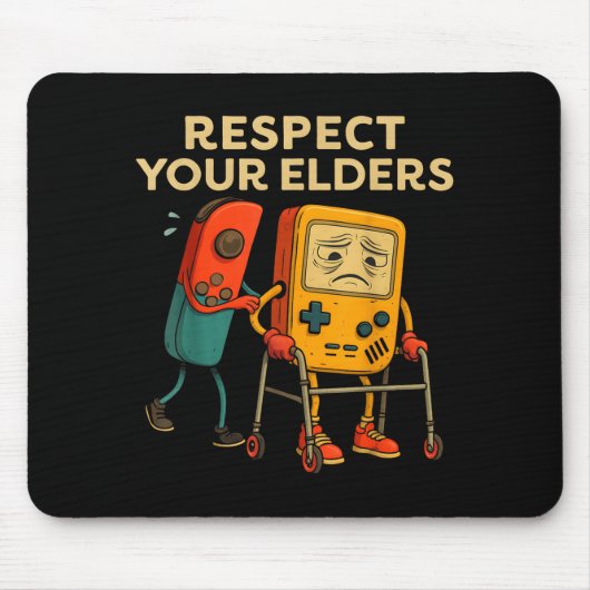 Respect Your Elders Retro Gaming Funny Gamer Contr マウスパッド (正面)