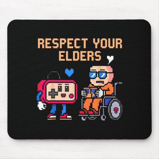 Respect Your Elders Retro Gaming Funny Gamer Contr マウスパッド (正面)