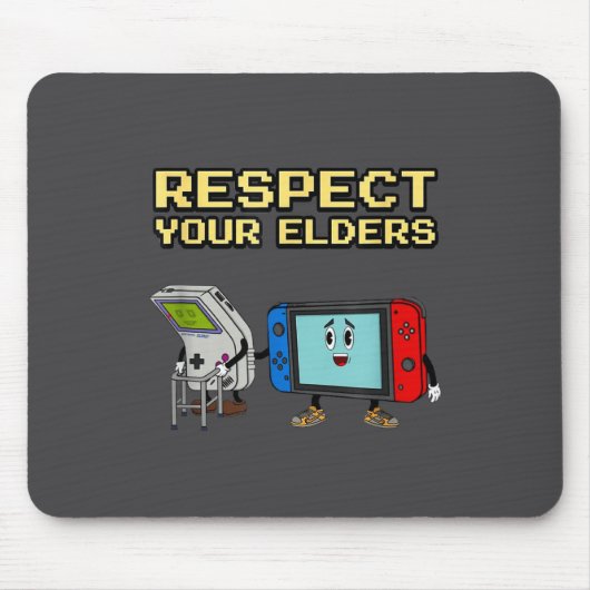 Respect Your Elders Retro Gaming Funny Gamer Contr マウスパッド (正面)