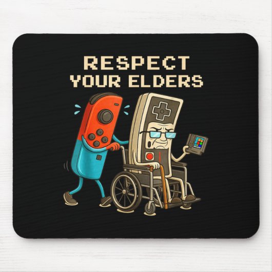 Respect Your Elders Retro Gaming Funny Gamer Contr マウスパッド (正面)