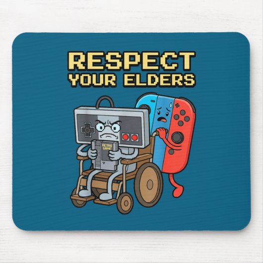 Respect Your Elders Retro Gaming Funny Gamer Contr マウスパッド (正面)