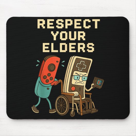 Respect Your Elders Retro Gaming Funny Gamer Contr マウスパッド (正面)