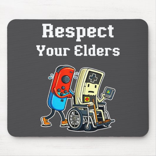 Respect Your Elders Retro Gaming Funny Gamer Contr マウスパッド (正面)