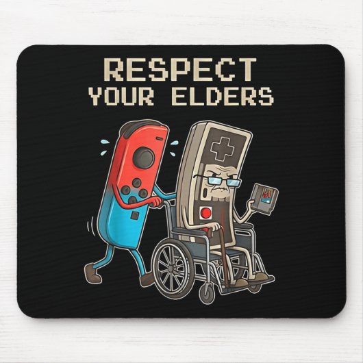 Respect Your Elders Retro Gaming Funny Gamer Contr マウスパッド (正面)