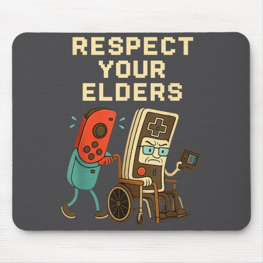 Respect Your Elders Retro Gaming Funny Gamer Contr マウスパッド (正面)