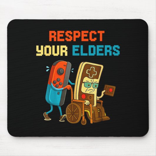 Respect Your Elders Retro Gaming Funny Gamer Contr マウスパッド (正面)