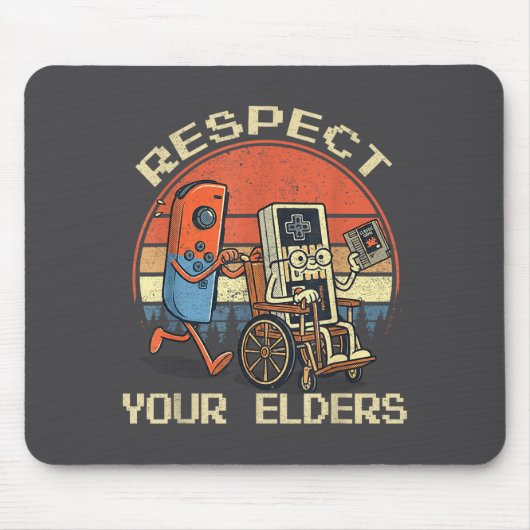 Respect Your Elders Retro Gaming Funny Gamer Contr マウスパッド (正面)