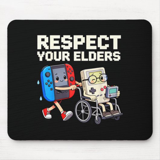 Respect Your Elders Retro Gaming Funny Gamer Contr マウスパッド (正面)
