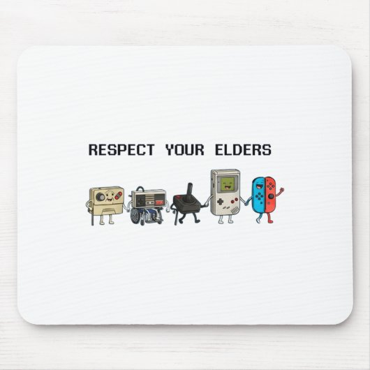 Respect Your Elders Retro Gaming Funny Gamer Contr マウスパッド (正面)