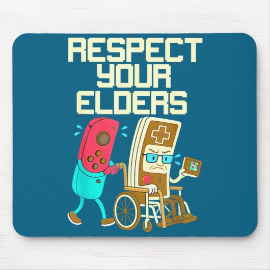 Respect Your Elders Retro Gaming Funny Gamer Contr マウスパッド (正面)