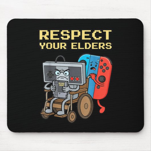 Respect Your Elders Retro Gaming Funny Gamer Contr マウスパッド (正面)