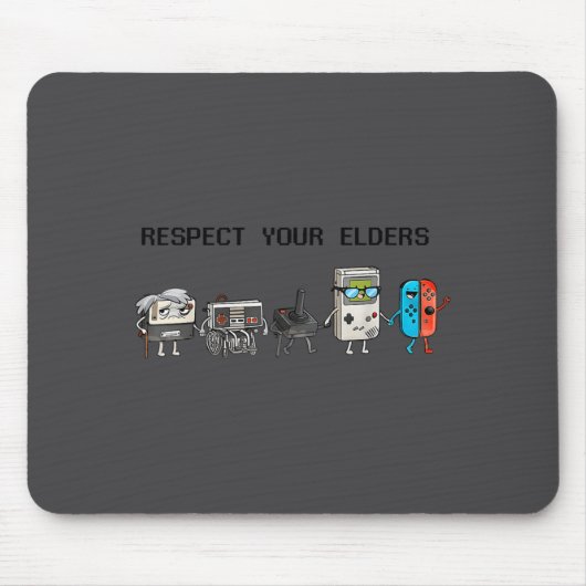 Respect Your Elders Retro Gaming Funny Gamer Contr マウスパッド (正面)