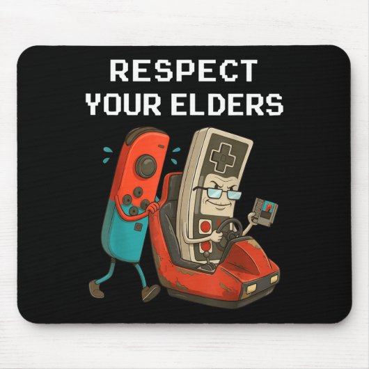 Respect Your Elders Retro Gaming Funny Gamer Contr マウスパッド (正面)