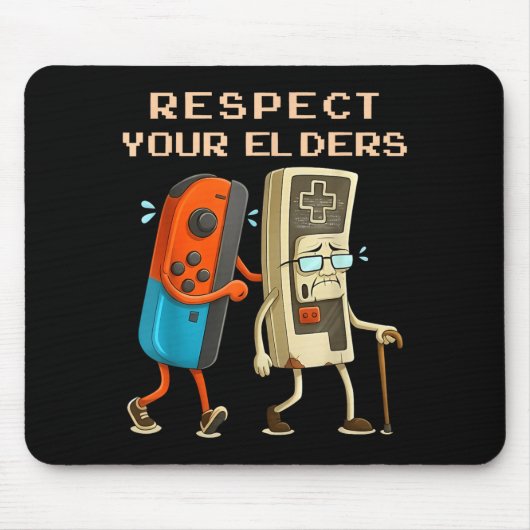 Respect Your Elders Retro Gaming Funny Gamer Contr マウスパッド (正面)
