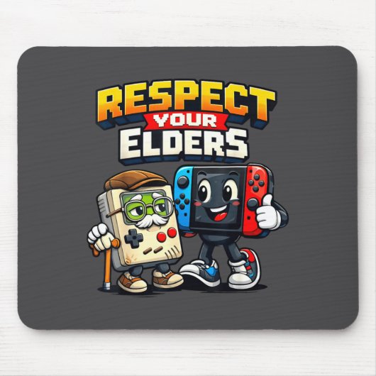 Respect Your Elders Retro Gaming Funny Gamer Contr マウスパッド (正面)