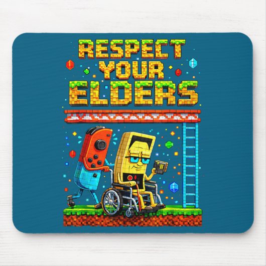 Respect Your Elders Retro Gaming Funny Gamer Contr マウスパッド (正面)