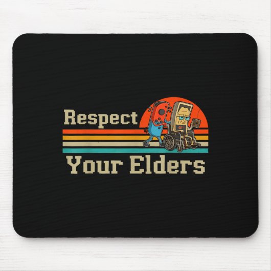 Respect Your Elders Retro Gaming Funny Gamer Contr マウスパッド (正面)