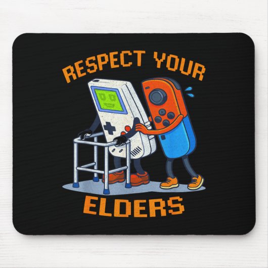 Respect Your Elders Retro Gaming Funny Gamer Contr マウスパッド (正面)