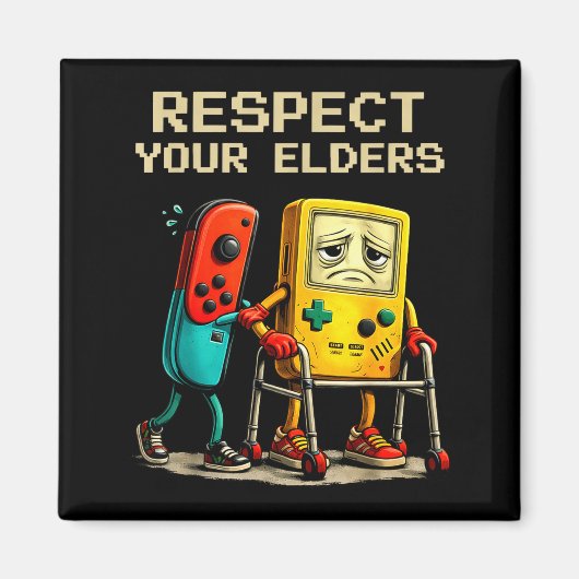 Respect Your Elders Retro Gaming Funny Gamer Contr マグネット (正面)