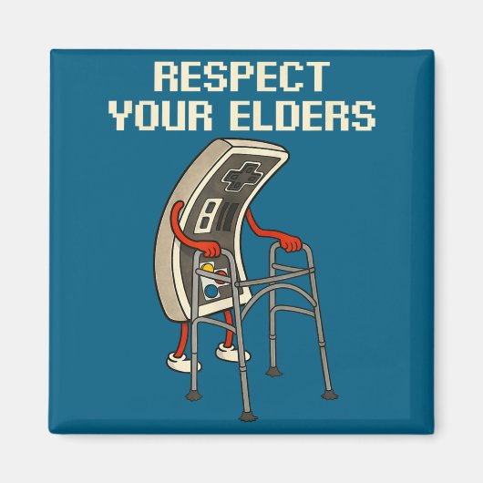Respect Your Elders Retro Gaming Funny Gamer Contr マグネット (正面)