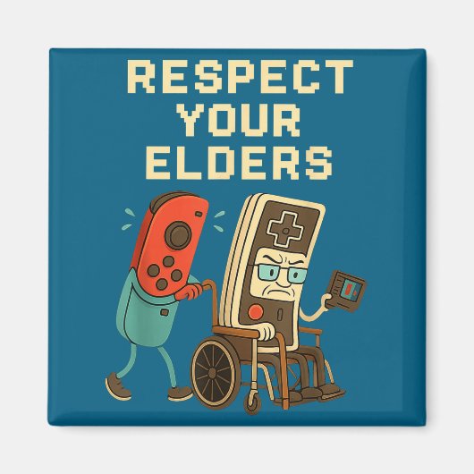 Respect Your Elders Retro Gaming Funny Gamer Contr マグネット (正面)