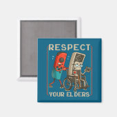 Respect Your Elders Retro Gaming Funny Gamer Contr マグネット (正面/裏面)