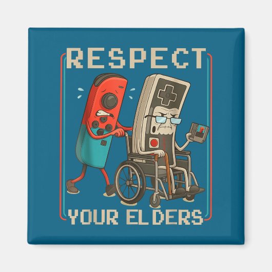 Respect Your Elders Retro Gaming Funny Gamer Contr マグネット (正面)