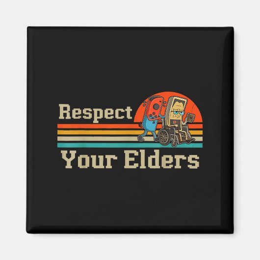 Respect Your Elders Retro Gaming Funny Gamer Contr マグネット (正面)