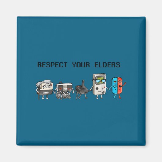 Respect Your Elders Retro Gaming Funny Gamer Contr マグネット (正面)