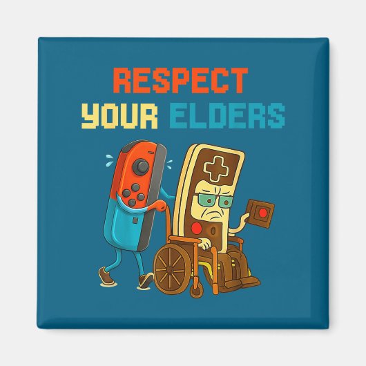 Respect Your Elders Retro Gaming Funny Gamer Contr マグネット (正面)