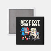 Respect Your Elders Retro Gaming Funny Gamer Contr マグネット (正面/裏面)