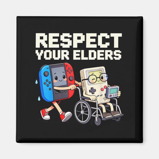 Respect Your Elders Retro Gaming Funny Gamer Contr マグネット (正面)