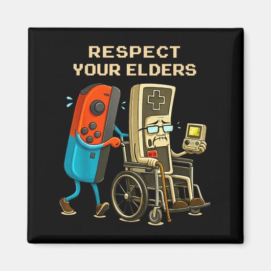 Respect Your Elders Retro Gaming Funny Gamer Contr マグネット (正面)