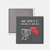 Respect Your Elders Retro Gaming Funny Gamer Contr マグネット (正面/裏面)