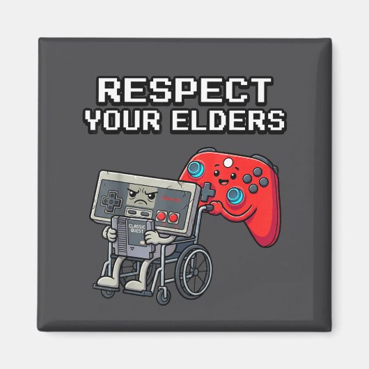 Respect Your Elders Retro Gaming Funny Gamer Contr マグネット (正面)
