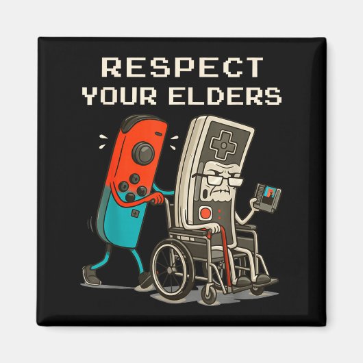 Respect Your Elders Retro Gaming Funny Gamer Contr マグネット (正面)