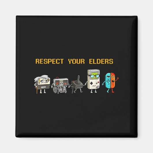 Respect Your Elders Retro Gaming Funny Gamer Contr マグネット (正面)