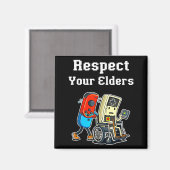 Respect Your Elders Retro Gaming Funny Gamer Contr マグネット (正面/裏面)