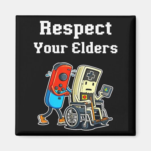 Respect Your Elders Retro Gaming Funny Gamer Contr マグネット (正面)