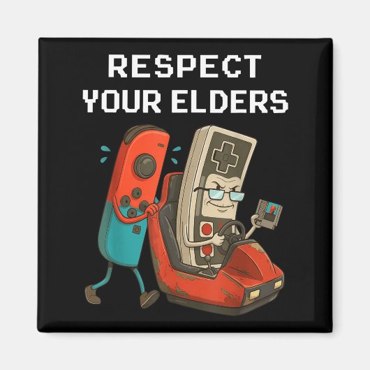 Respect Your Elders Retro Gaming Funny Gamer Contr マグネット (正面)